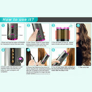 Electric LCD Display Automatic Rotating Cordless Hair Curler Fast Curling Iron Tongs Portable USB Rechargeable With Comb Safe USB Cordless Automatic Rotating Hair Curler Hair Waver Curling Iron