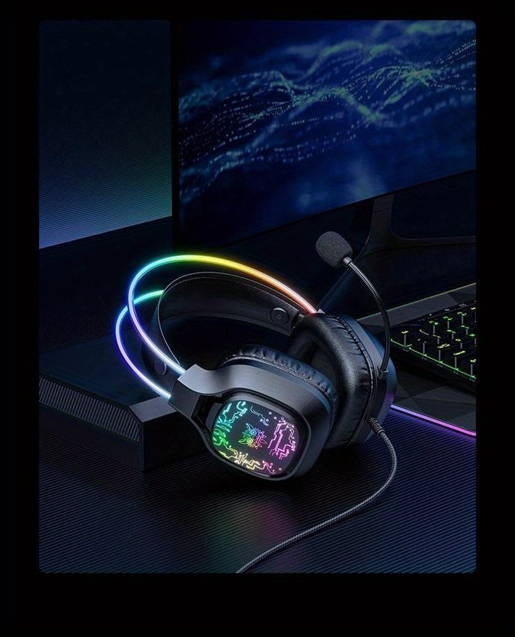 ONIKUMA X22 Gaming Headset RGB Dynamic Lighting Wired Over-Ear Headphones With Noise-Canceling Mic For PC PS4 Xbox PS5