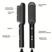 2-in-1 Electric Hair Straightener Brush Hot Comb Adjustment Heat Styling Curler Anti-Scald Comb, 2-in-1 Styling Tool For Long-Lasting Curls And Straight Hair