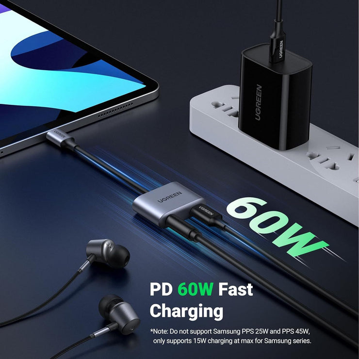 2-in-1 USB C To 3.5mm Headphones Adapter, PD Fast Charging, Hi-Res Sound