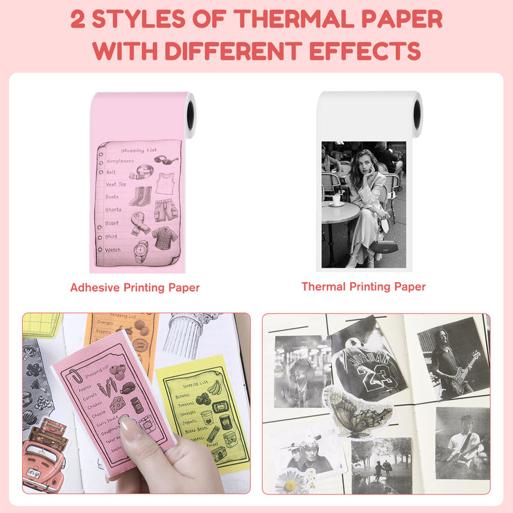 Thermal Mini Printer, X2 Inkless Sticker Maker With Thermal Papers & Sticker Papers, Bluetooth Portable Pocket Phone Printer For Notes, Receipts, Pictures, DIY, Compatible With IOS&Android