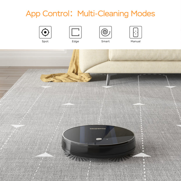 Geek Smart Robot Vacuum Cleaner G6 Plus, Ultra-Thin, 1800Pa Strong Suction, Automatic Self-Charging, Wi-Fi Connectivity, App Control, Custom Cleaning, Great For Hard Floors To Carpets.