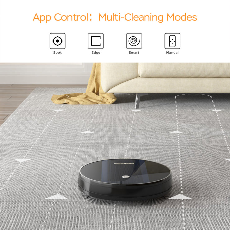 Geek Smart Robot Vacuum Cleaner G6 Plus, Ultra-Thin, 1800Pa Strong Suction, Automatic Self-Charging, Wi-Fi Connectivity, App Control, Custom Cleaning, Great For Hard Floors To Carpets.