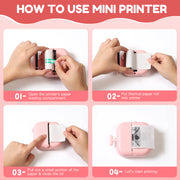 Thermal Mini Printer, X2 Inkless Sticker Maker With Thermal Papers & Sticker Papers, Bluetooth Portable Pocket Phone Printer For Notes, Receipts, Pictures, DIY, Compatible With IOS&Android