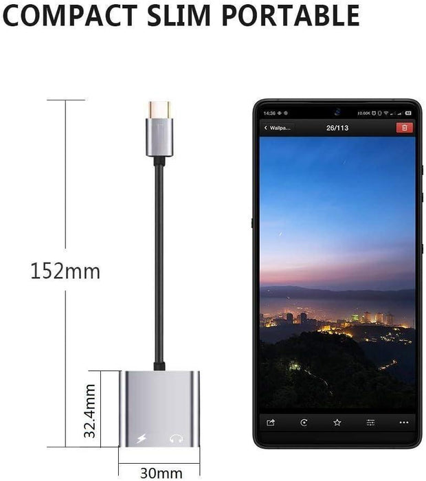 2-in-1 USB C To 3.5mm Headphones Adapter, PD Fast Charging, Hi-Res Sound