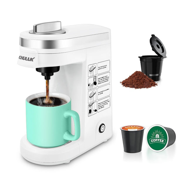 Classic Metal Single Serve Coffee Maker With One Button Operation And Auto Shut-Off For 355.0 Milliliter Capacity