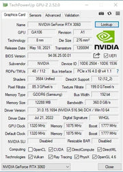 USED Graphics Card RTX 3060 12GB 8pin Placa De Video GAME NVIDIA GPU GDDR6 192bit HDMI*1 DP*3 PCI Express 4.0 x16 rtx 3060 12gb