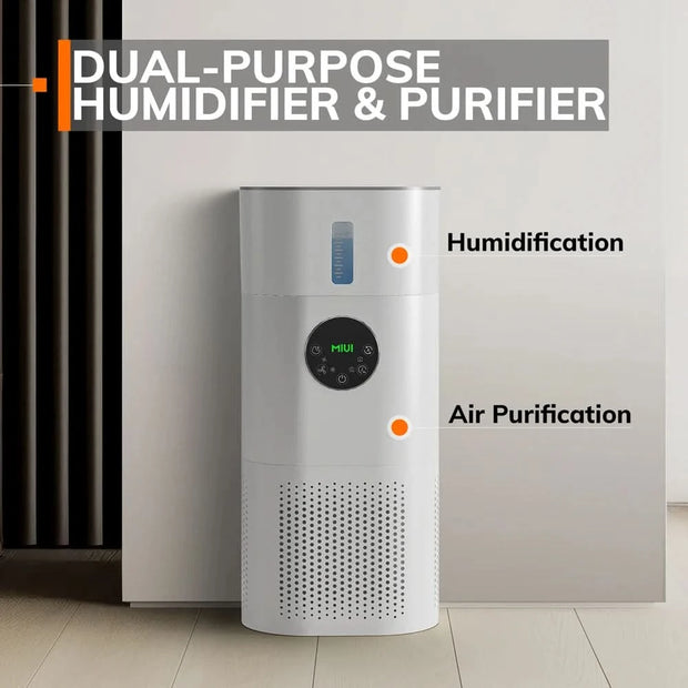 Air Purifier with Humidifier Combo for Home Allergies and Pets Hair, Smokers in Bedroom, H13 True HEPA Filter，2-in-1