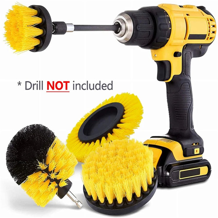 22 /3Pcs Electric Drill-Brush Kit Power Scrubber Brush For Carpet Bathroom Surface Tub Furniture Shower Tile Tires Cleaning Tool