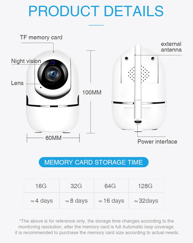 Wifi IP Camera YCC365 Plus Smart Home Auto Tracking 1620P Full Night Vision Network Wireless CCTV Video Baby Security Camera