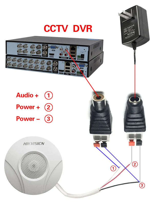 Original Hikvisiom DS-2FP2020-A HIFI Microphone Mic Audio Pickup for CCTV Camera hikvision DVR Mic Audio RCA Plug + DC Plug