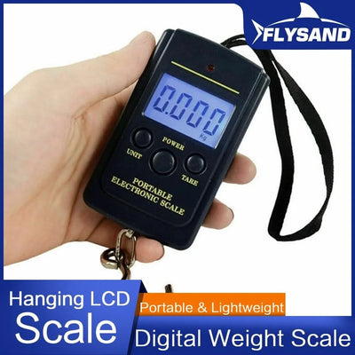 FLYSAND Mini Digital Scale 40kg X 10g for Fishing Luggage Travel Weighing Steelyard Hanging Electronic Hook Scale Fishing Tool