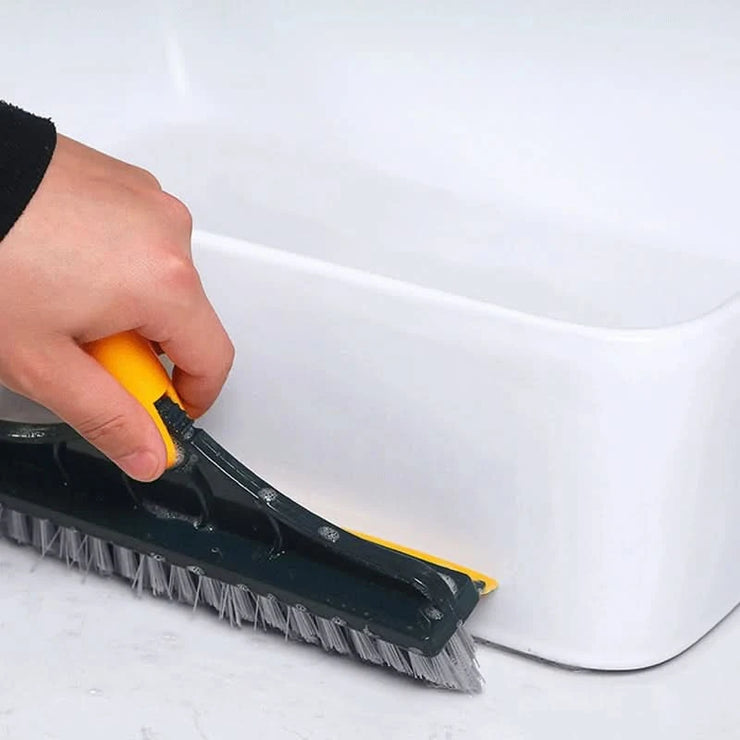 Rotating Floor Scrub Brush Long Handle Windows Squeegee Stiff Bristle Broom Mop 2In1 for Bathroom Kitchen Floor Crevice Cleaning