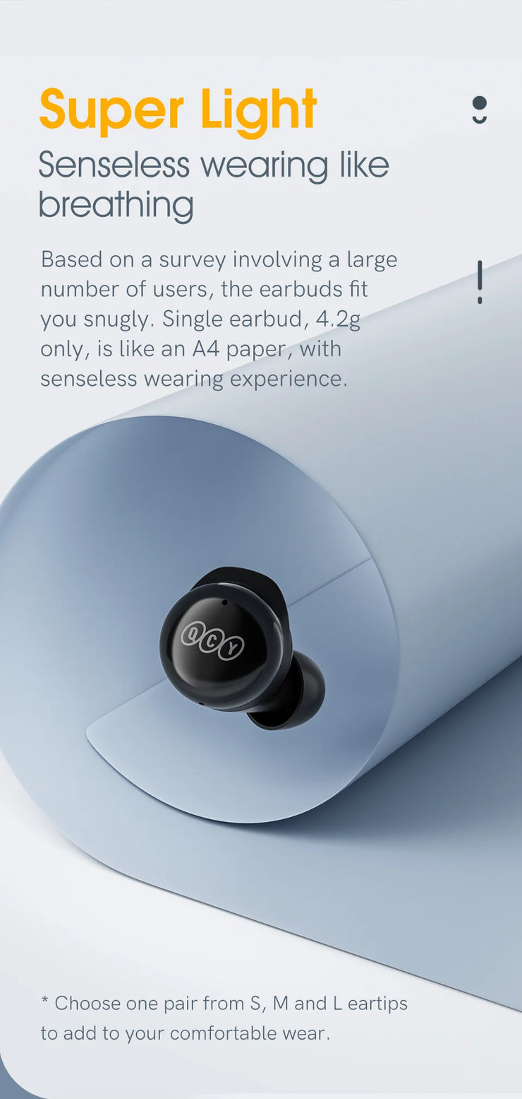 QCY T17 Earphone Bluetooth True Wireless Earbuds BT5.1 HIFI Headphone Touch Control Low Latency Mode ENC Earbud Long Standby 26H