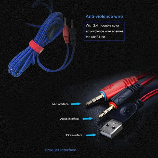 2021 New Gaming Headset Headphones With LED Light Mic Stereo Earphones Deep Bass For PC Computer Gamer Laptop Auriculares