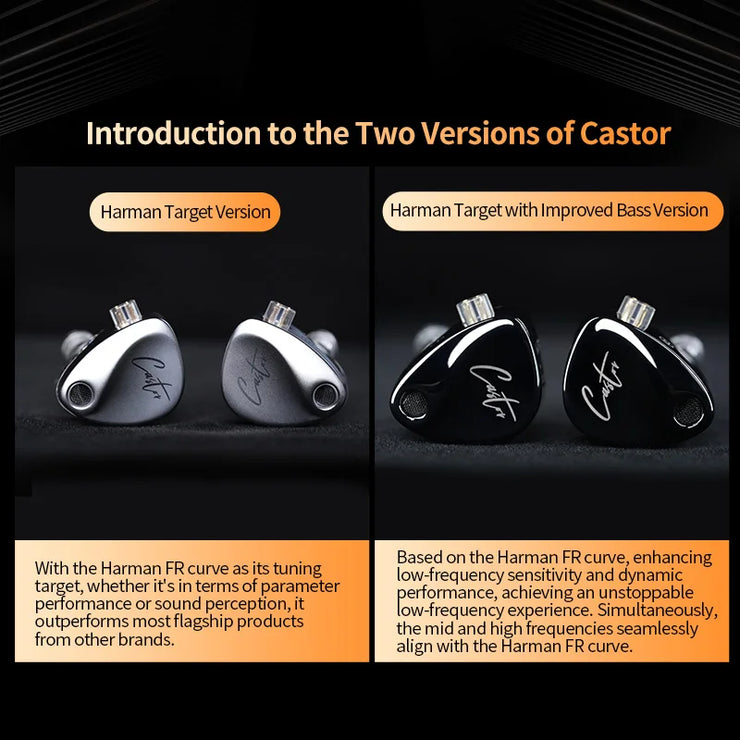 NEW KZ Castor In Ear HiFi Earphone 2DD Dynamic High-end Tunable balanced armature Earphones Monitor Headphone Cancelling Earbuds