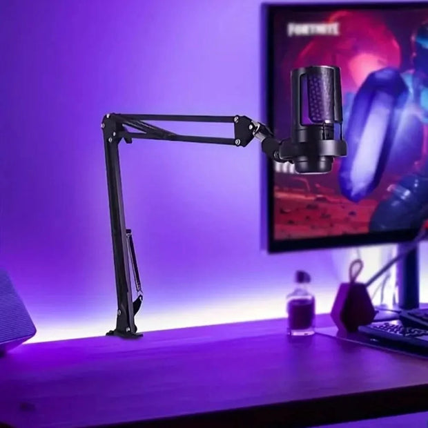 Gaming USB microphone, noise-canceling condenser microphone,with microphone stand, monitoring,suitable for streaming, podcasting