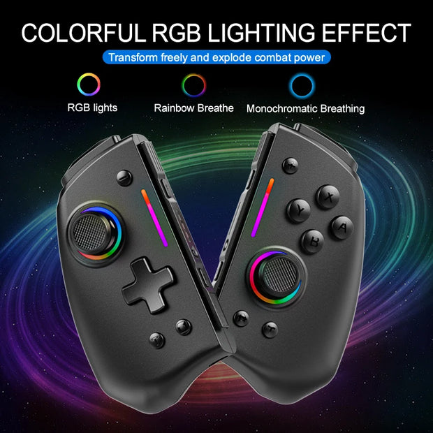 LinYuvo KS42 Meteor Light Wireless Joy-pad with 8 Color RGB Lights for Switch/Lite/OLED, with Programmable,,Turbo & Vibration