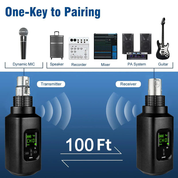 Wireless Microphone Converter XLR Transmitter and Receiver Microphone Wireless System for Dynamic Microphone for wired Mic