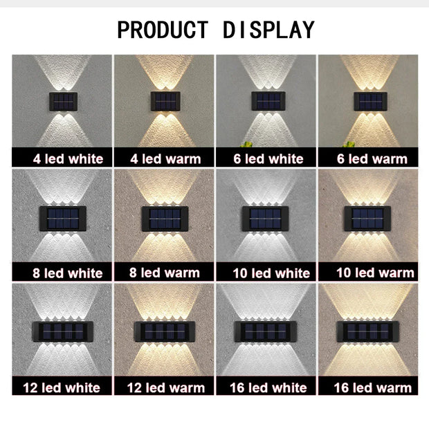 Solar Wall Lamp Outdoor Waterproof Solar Powered Light UP and Down Illuminate Home Garden Yard Decoration Outside Sunlights