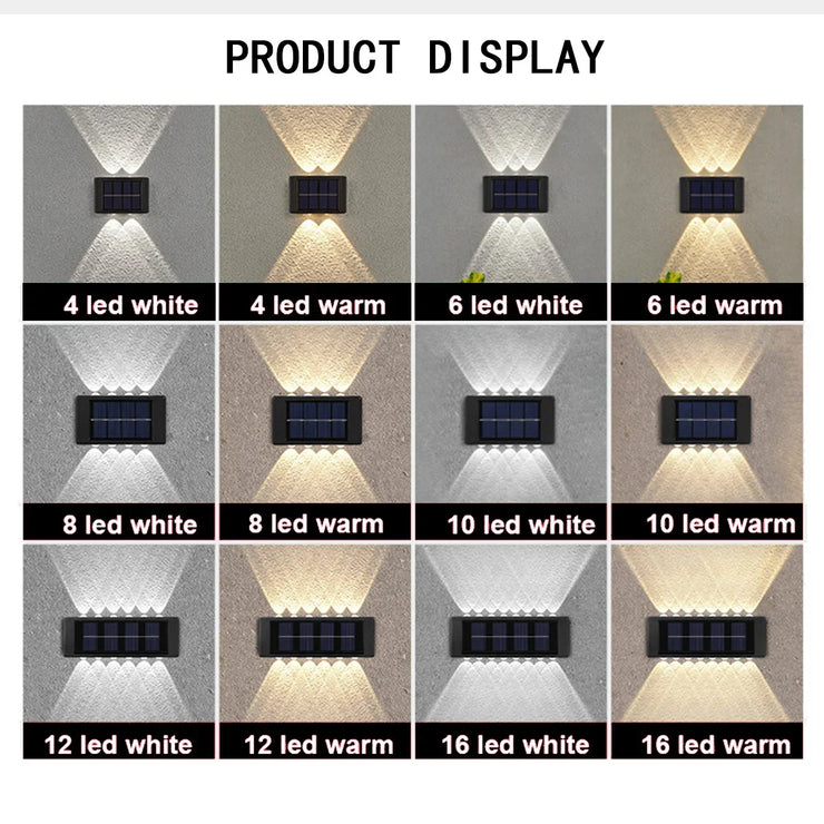 Solar Wall Lamp Outdoor Waterproof Solar Powered Light UP and Down Illuminate Home Garden Yard Decoration Outside Sunlights