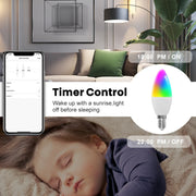 AVATTO Tuya WiFi 6W Smart Candle Bulb,Smart Life App Remote, RGB Led Lamp Bulb Dimmable,Works for Alexa,Google Home