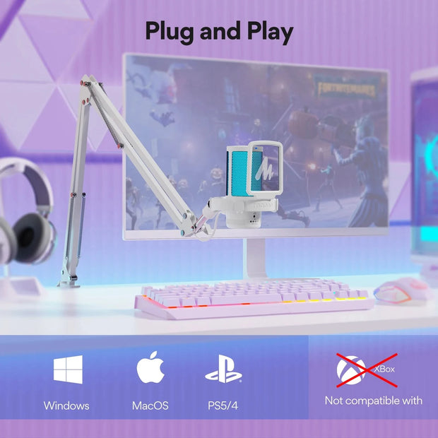 Maono Gamerwave DGM20S USB Microphone Gaming Mic Condenser Mic RGB Mic Noise Canceling Mic with Mic Gain,RGB Light,One key mute