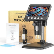 4.3"IPS Digital Microscope 1600X Magnification Zoom Video Record Coin Microscope for Electronics Soldering Phone Repair PCB 8led