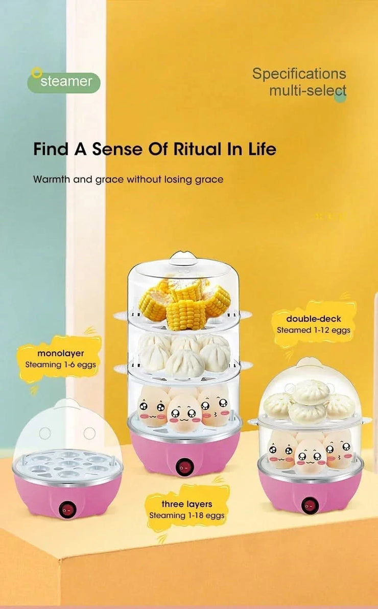 Electric Egg Boiler 7 Eggs Steamer Multifunctional Cooker with Auto Shut Off for Omelet Soft Medium and Hard Boiled Eggs