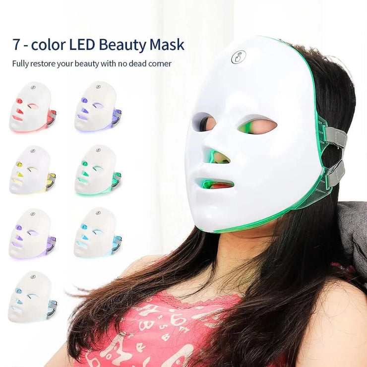 Wireless LED Face Mask Red Light Photon Therapy Anti-Aging Anti Wrinkle Acne Removal 7 Color Facial Mask Skin Care Beauty Device