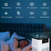 Air Purifier Smoke Odor Negative Ion Generator with Aromatherapy Air Cleaner for Household HEPA Filter Efficient Purifying Air