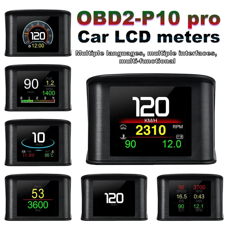 P10 Pro for HUD OBD2 Head Up Display HUD On Board Computer Digital Speedometer With Russia Language Auto Electronic Accessories