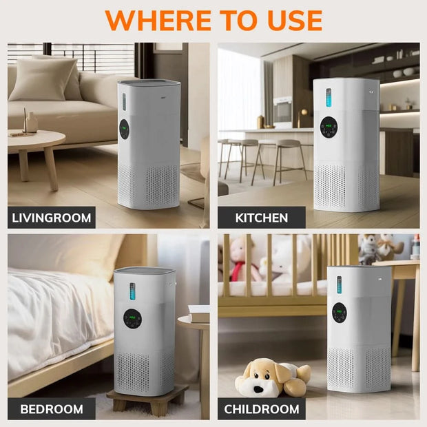 Air Purifier with Humidifier Combo for Home Allergies and Pets Hair, Smokers in Bedroom, H13 True HEPA Filter，2-in-1