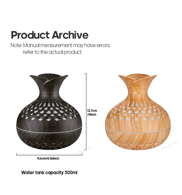 Wood Grain Humidifier 300ml USB Aroma Diffuser Atomizer USB Household Humidifier Hydrating Instrument Desktop Humidifier