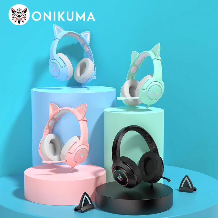 ONIKUMA K9 Wired Headphones with RGB Light Flexible HD Mic Gaming Headset Gamer 7.1 Surround Computer Earphones for PC Gamer