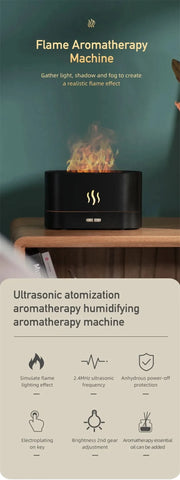 Air Humidifier Essential Oils Aroma Diffuser Creative Flame Humidifier Home Ultrasonic Cool Mist Realistic Fireplace Night Light