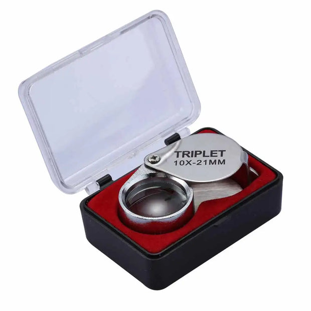 10-30X Pocket Loupe Magnifier Jewelry Magnifying Glass Foldable Diamond Lupa Triplet Jewelers Eye Glass Tool Reading Magnifier