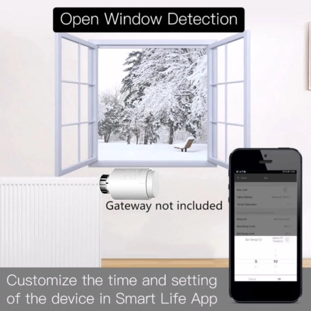 Tuya WiFi Smart Radiator Actuator TRV Programmable Thermostatic Radiator Valve App Remote Temperature Controller Support Alexa