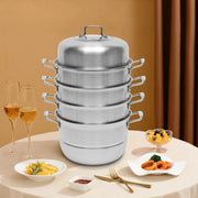 5 Tier Stainless Steel Steamer Cookware Steam Pot Food Cooker Pot +Lid  for Induction and Gas Cooker Kitcken