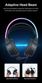 ONIKUMA X15 Pro Wired Headphones with RGB Head Beam Flexible Mic Button Control Gaming Headset Gamer for Compute PC