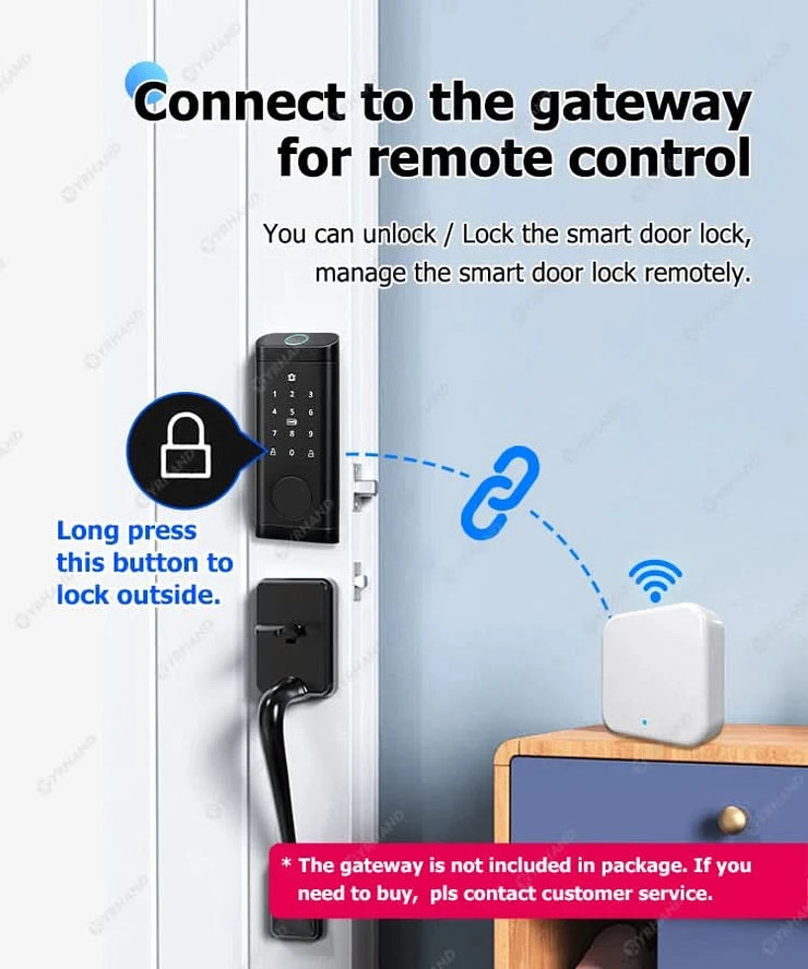 Smart Deadbolt Locks for Smart Home Alexa WiFi TTlock App Biometric Fingerprint keyless Entry Keypad door lock with Gateway