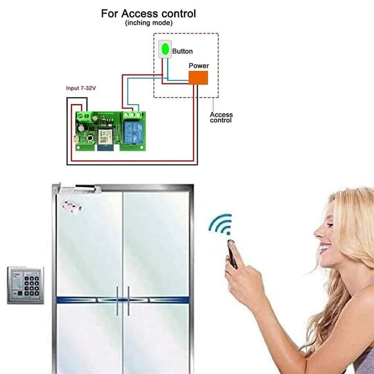 Wifi Smart Switch 1CH 7-32V Mini Wifi Light Controller 433 RF Receiver Gate Garage Opener 10A Smart Life Tuya app 1 Gang Relay