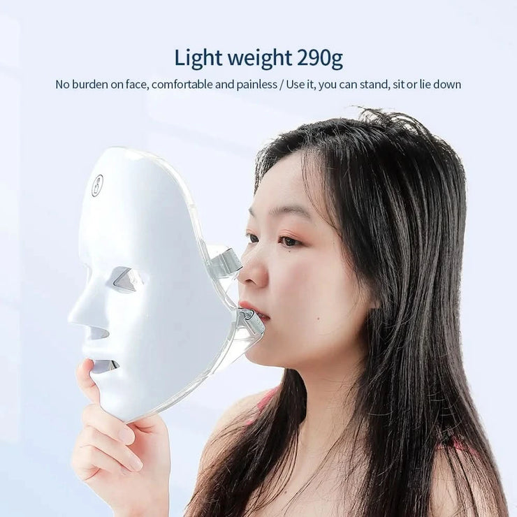 7 Colors Led Facial Mask With Neck Red Light Therapy Mask For Skin Tightening Lifting Anti-aging Bio-Light Beauty Whitening Home