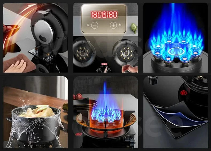 Cooktop Gas Stove 2 Burners Dual Stove 4.8KW Household Embedded LNG/LPG Stove Desktop Dual-Use Hob Gas Panel Gas Kitchen Cooker