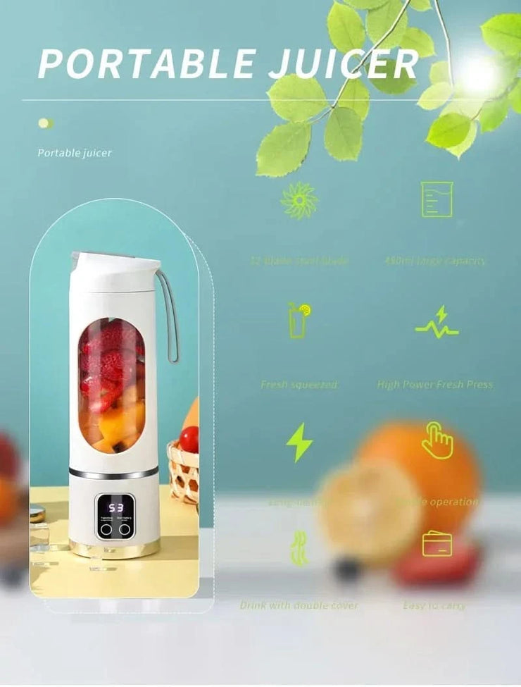 450ml Fruit Juicer 8 Blades 3 Gears USB Rechargeable Portable Blender Ice Crusher for Shakes and Smoothies Juicer Cup