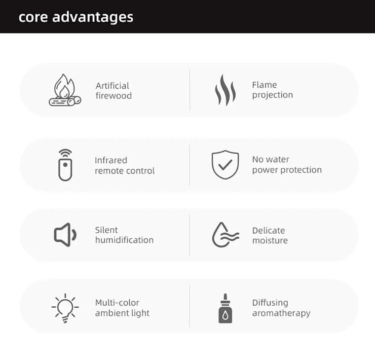 Air Humidifier Essential Oils Aroma Diffuser Creative Flame Humidifier Home Ultrasonic Cool Mist Realistic Fireplace Night Light