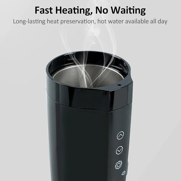 12V Car Heating Cup Rapid Heating and Smart Temperature Display Portable Car Heated Smart Mug 400ML Capacity Water Warmer Bottle