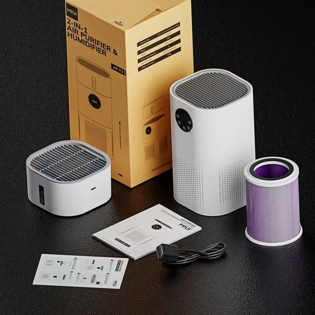 Air Purifier with Humidifier Combo for Home Allergies and Pets Hair, Smokers in Bedroom, H13 True HEPA Filter，2-in-1
