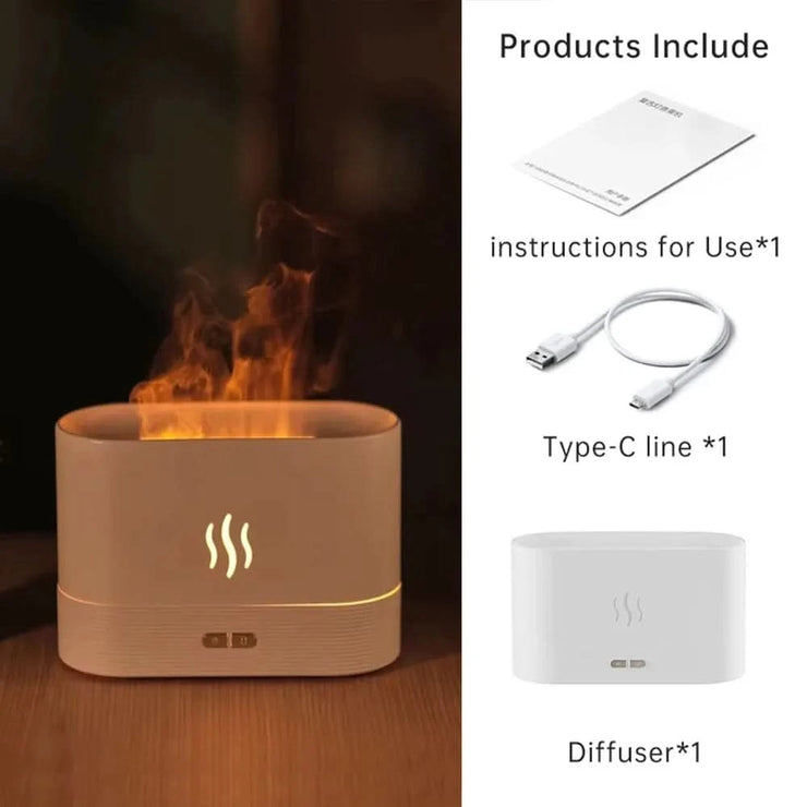 Air Humidifier Essential Oils Aroma Diffuser Creative Flame Humidifier Home Ultrasonic Cool Mist Realistic Fireplace Night Light