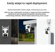 6K 12MP HD IP Camera WiFi Three Lens Three Screens PTZ Outdoor Security Cams Ai Auto Tracking CCTV Video Surveillance ICSEE P2P